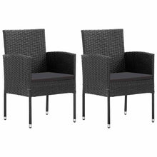 Tuinstoelen 2 st met zwarte kussens poly rattan zwart