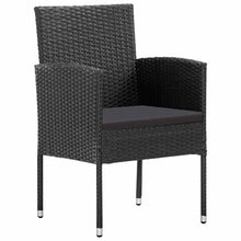 Tuinstoelen 2 st met zwarte kussens poly rattan zwart