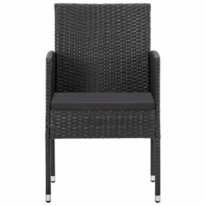 Tuinstoelen 2 st met zwarte kussens poly rattan zwart