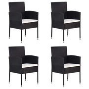 Tuinstoelen 4 st poly rattan zwart met crèmewitte kussens