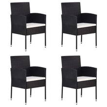 Tuinstoelen 4 st met crèmewitte kussens poly rattan zwart