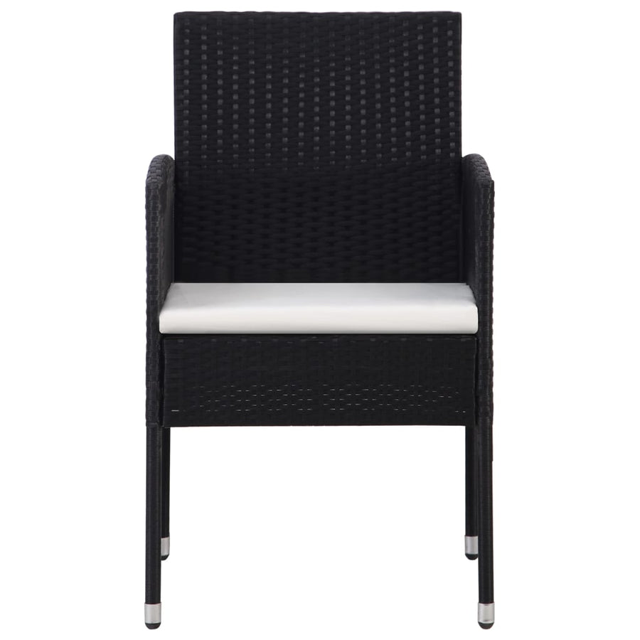 Tuinstoelen 4 st met crèmewitte kussens poly rattan zwart
