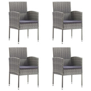Tuinstoelen set 4 grijs met donkergrijze kussens poly rattan