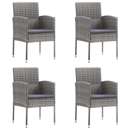 Tuinstoelen Met Donkergrijze Kussens Poly Rattan Grijs 4