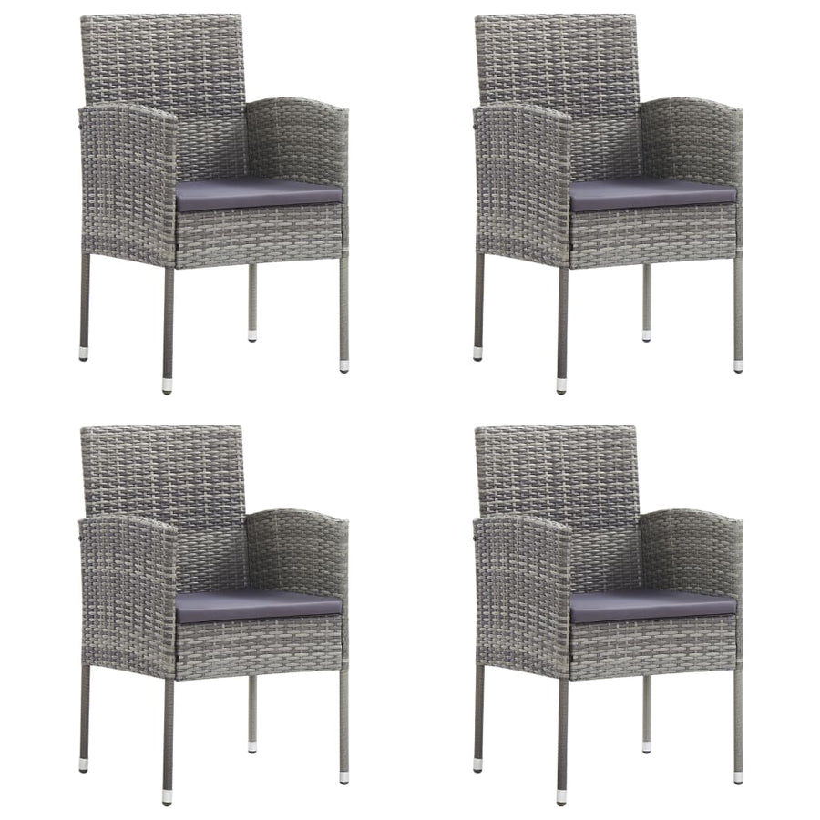 Tuinstoelen Met Donkergrijze Kussens Poly Rattan Grijs 4