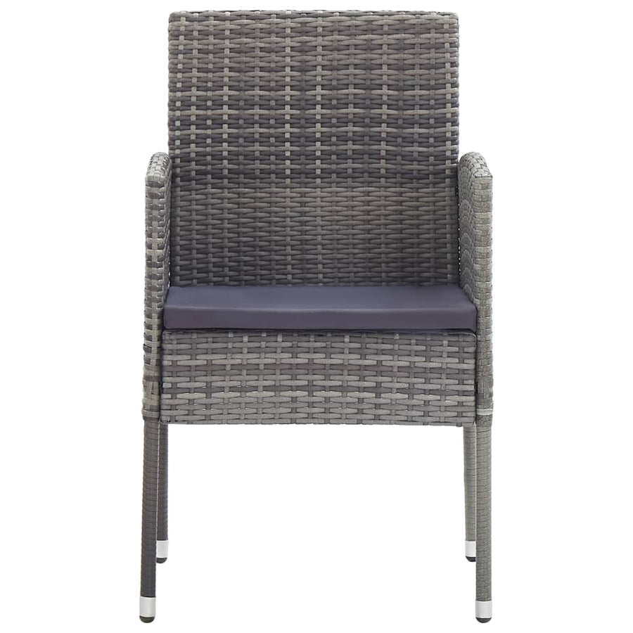 Tuinstoelen Met Donkergrijze Kussens Poly Rattan Grijs 4