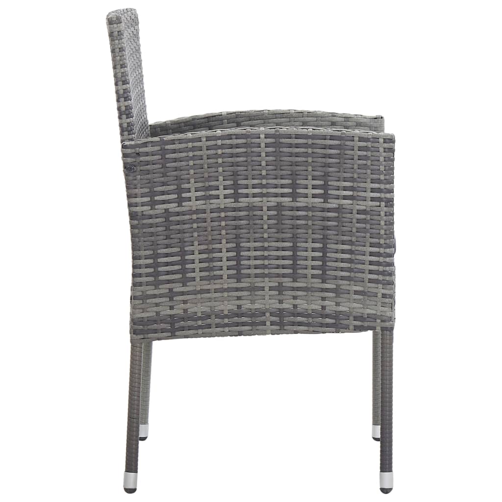 Tuinstoelen Met Donkergrijze Kussens Poly Rattan Grijs 4