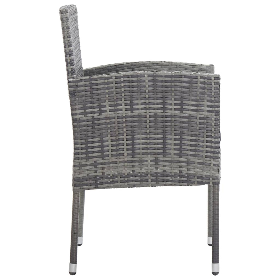 Tuinstoelen Met Donkergrijze Kussens Poly Rattan Grijs 4