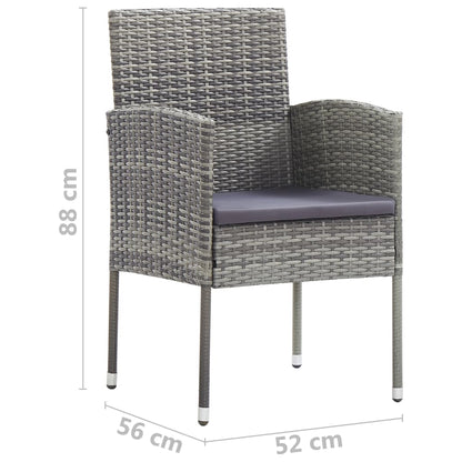 Tuinstoelen Met Donkergrijze Kussens Poly Rattan Grijs 4