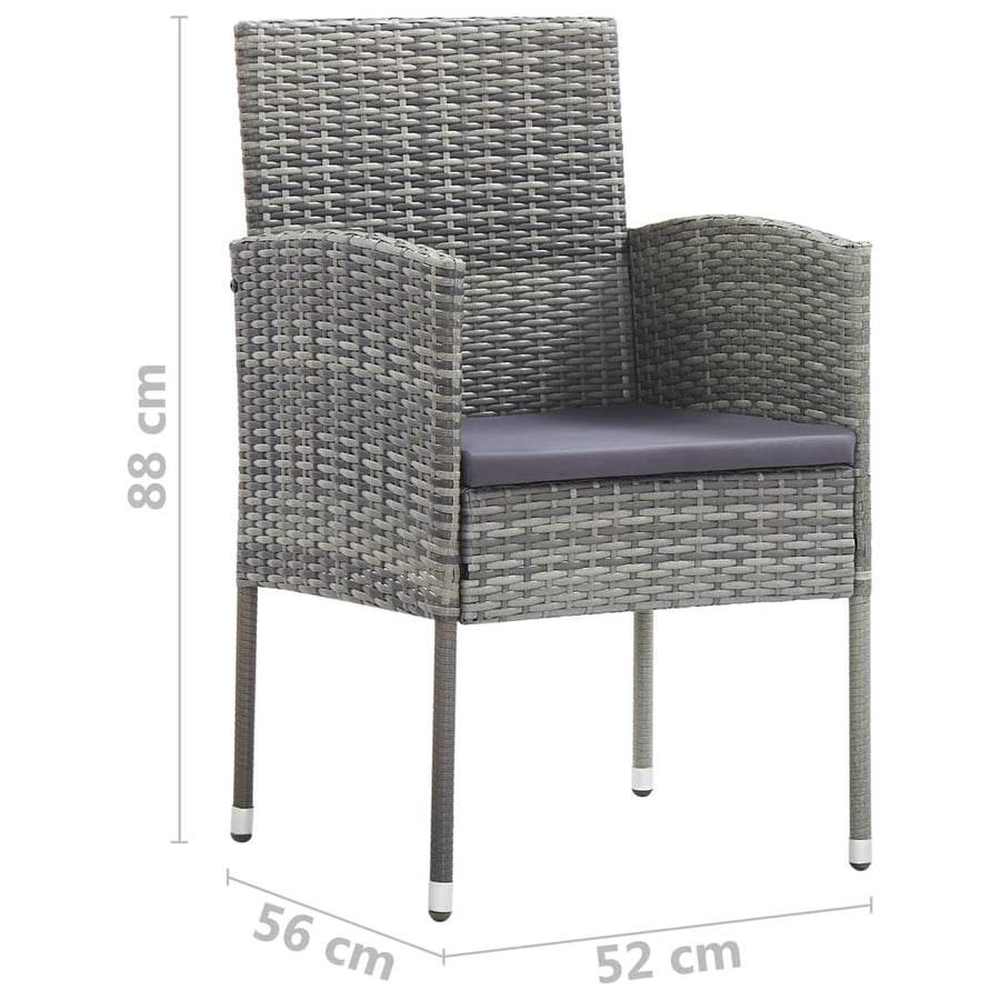 Tuinstoelen Met Donkergrijze Kussens Poly Rattan Grijs 4