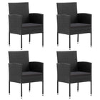 Garden chairs 4 pcs with black cushions poly rattan black
