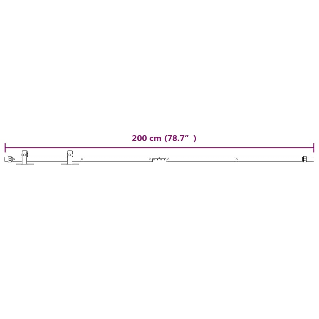 Ophangset voor minischuifdeur 200 cm koolstofstaal wit 200 cm Wit