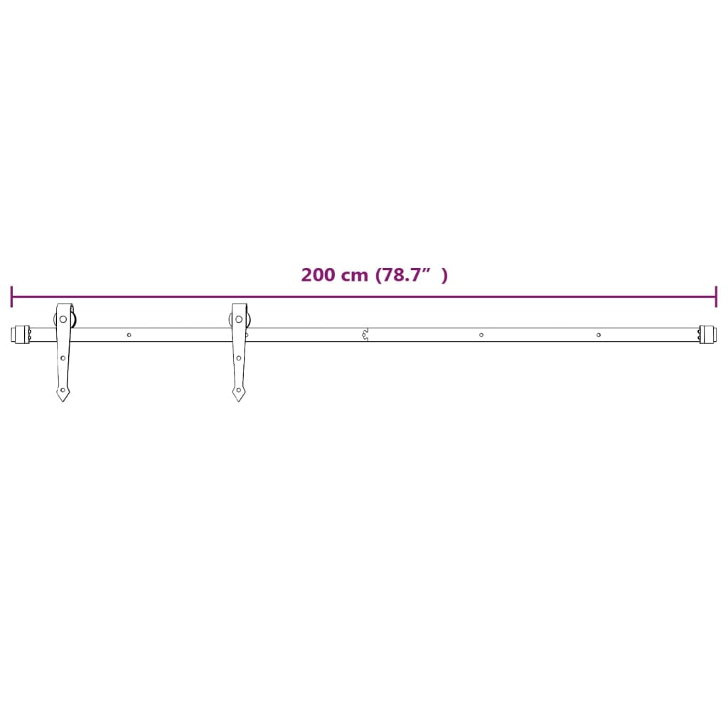 Beslagset voor schuifdeur 200 cm staal wit 1 200 cm Wit