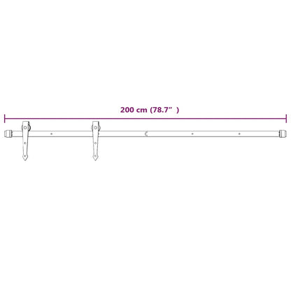 Beslagset voor schuifdeur 200 cm staal wit 1 200 cm Wit