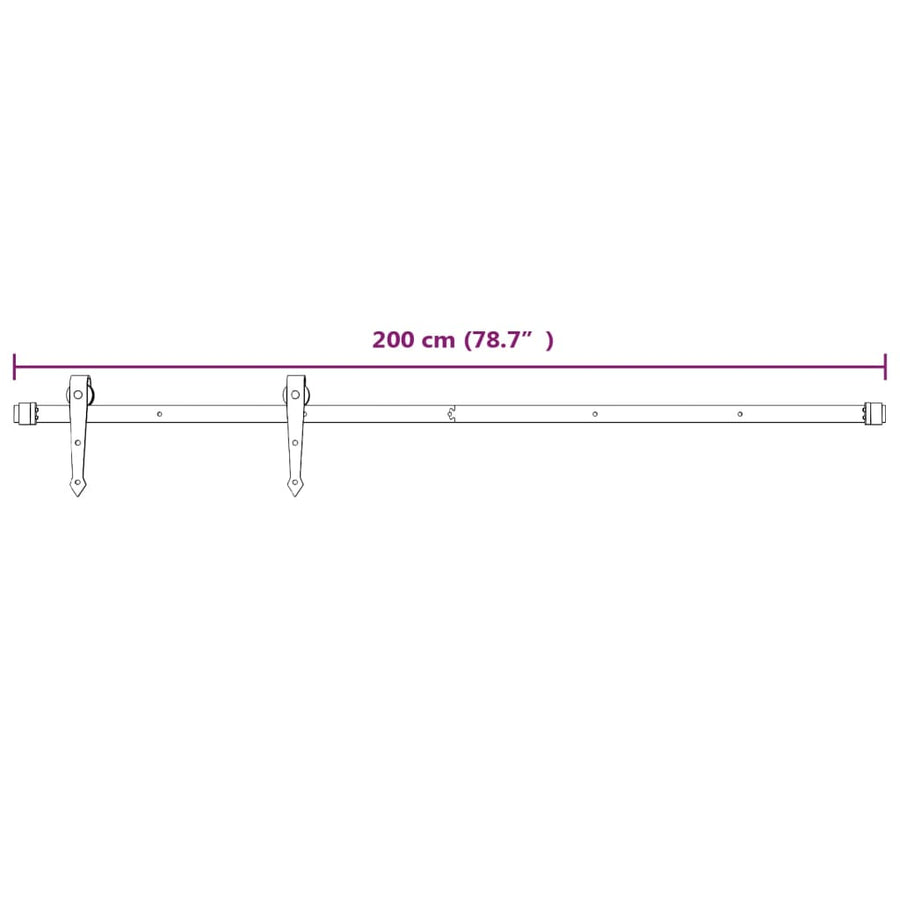 Beslagset voor schuifdeur 200 cm staal wit 1 200 cm Wit