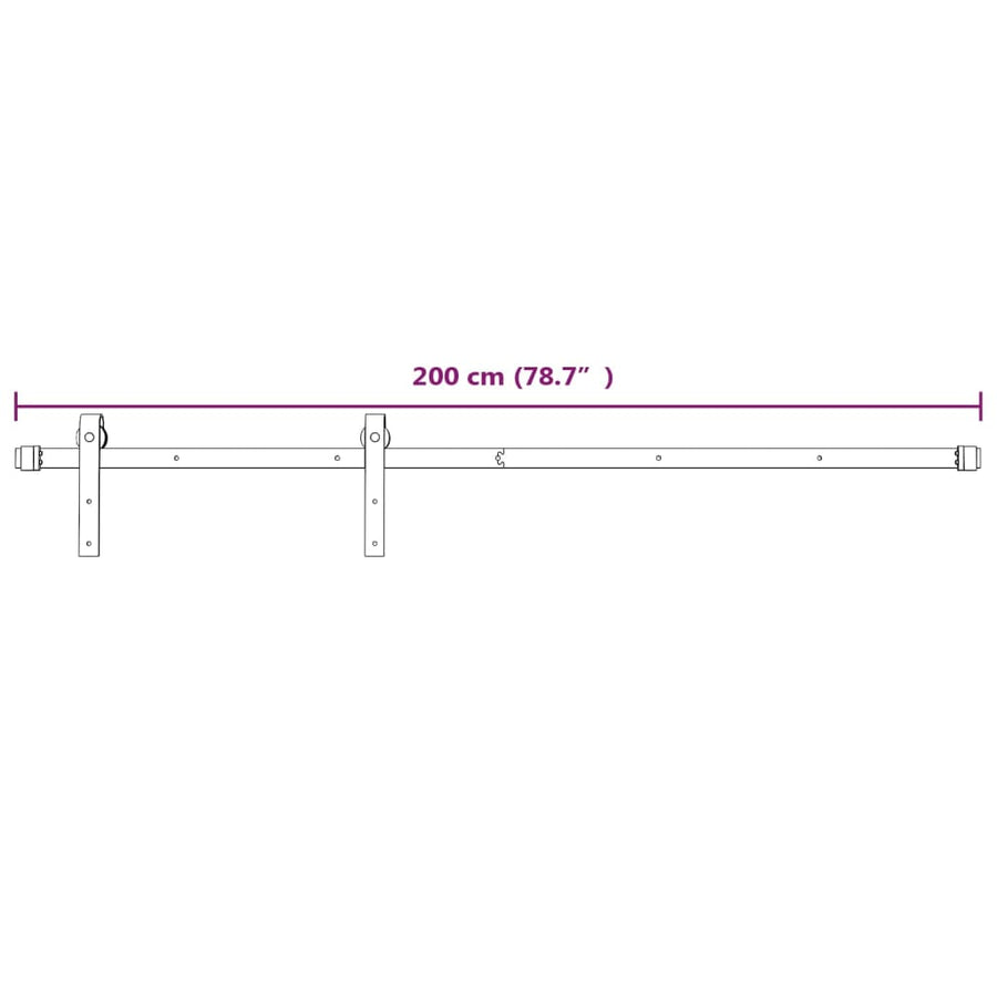 Beslagset voor schuifdeur 200 cm staal wit 1 200 cm Wit