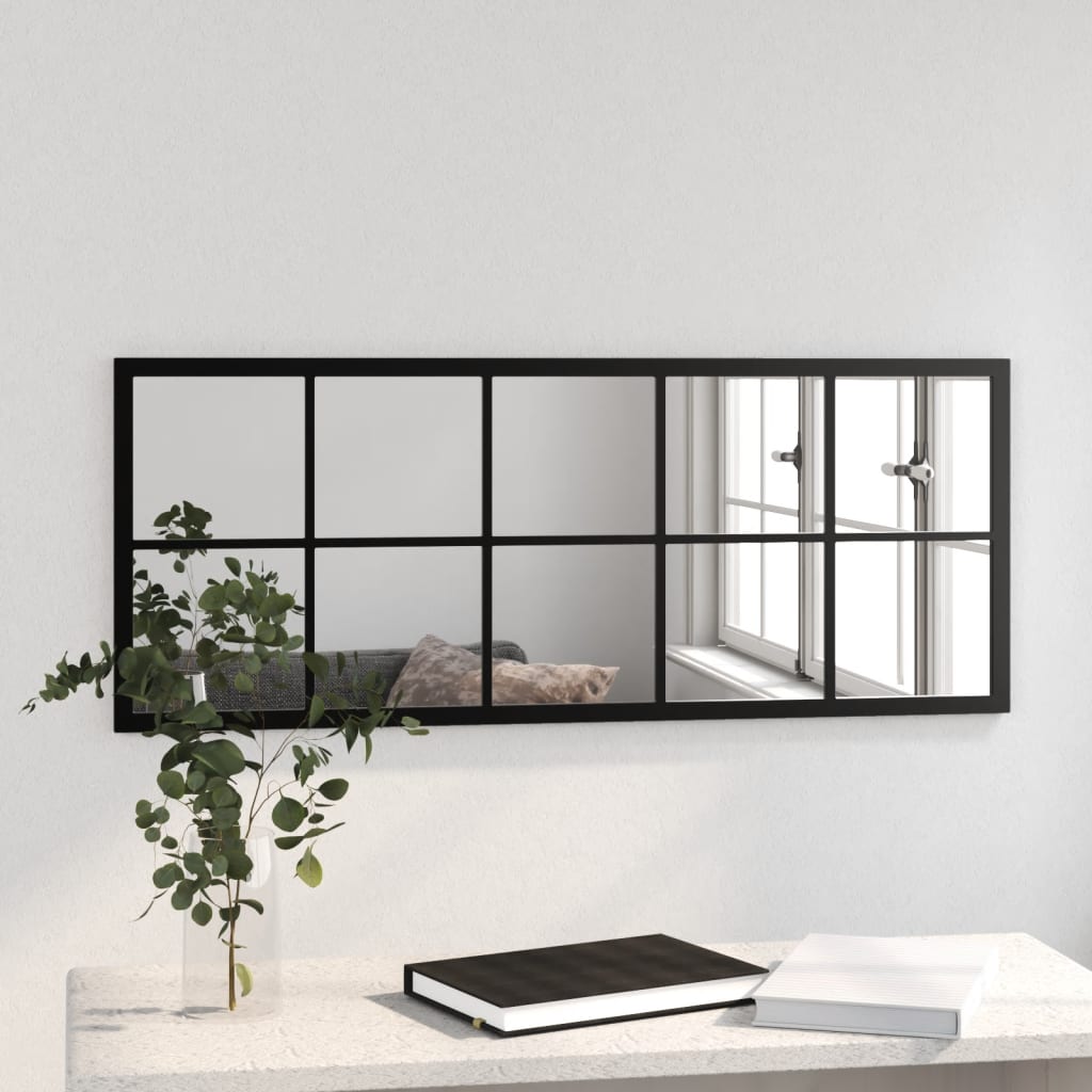 Wandspiegel Metaal Zwart 100 x 40 cm