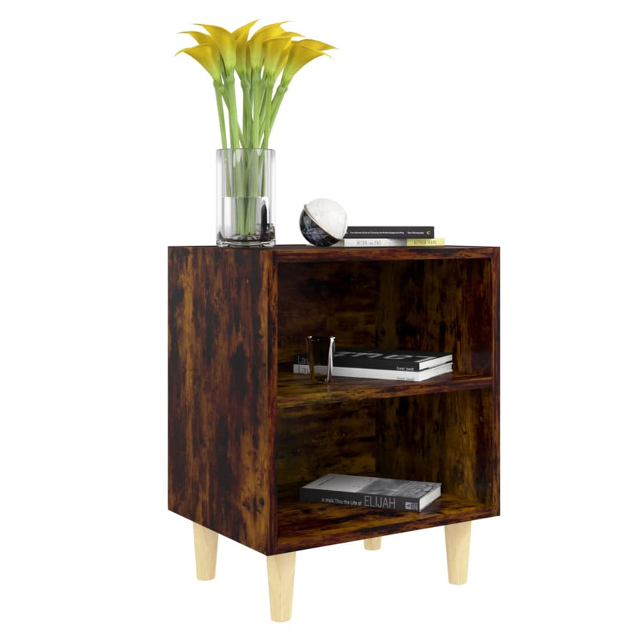 Nachtkastje Met Houten Poten 40X30X50 Cm Kleurig 1 Gerookt eiken