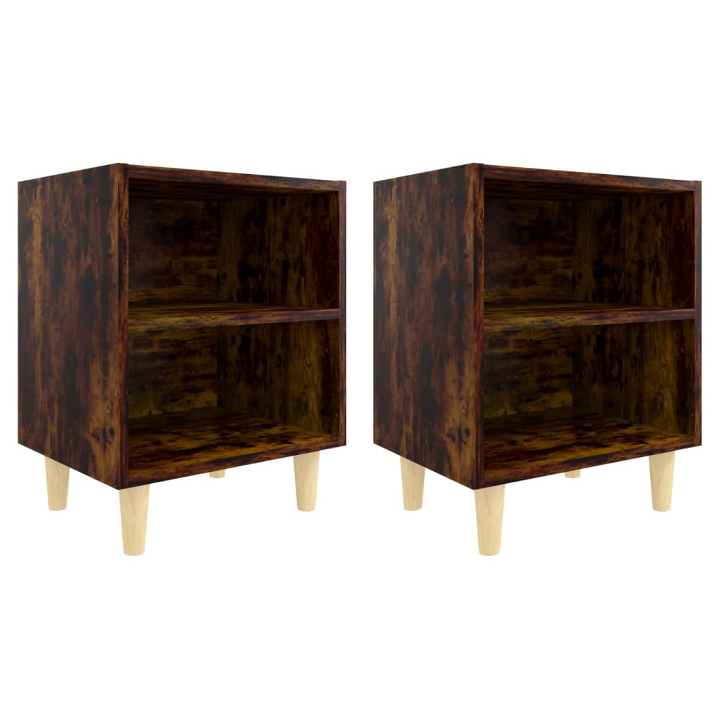 Nachtkastjes Met Houten Poten 40X30X50 Cm 2 Gerookt eiken