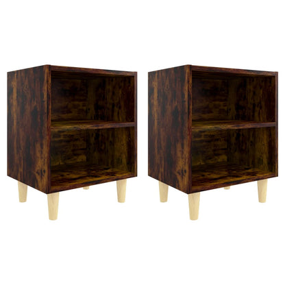 Nachtkastjes Met Houten Poten 40X30X50 Cm 2 Gerookt eiken