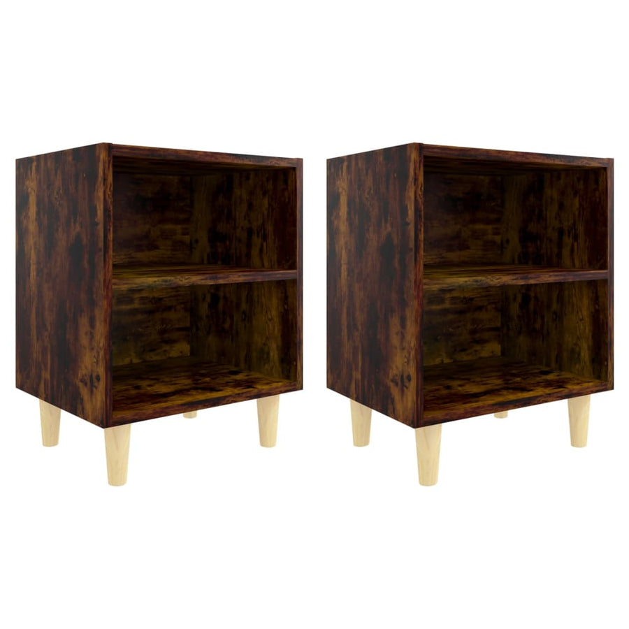 Nachtkastjes Met Houten Poten 40X30X50 Cm 2 Gerookt eiken