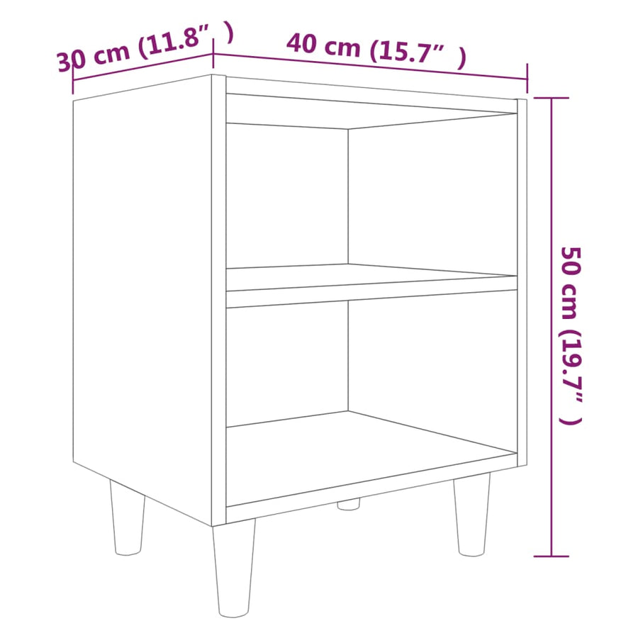 Nachtkastjes Met Houten Poten 40X30X50 Cm 2 Gerookt eiken