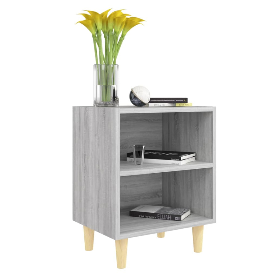 Nachtkastje met houten poten 40x30x50 cm grijs sonoma eiken