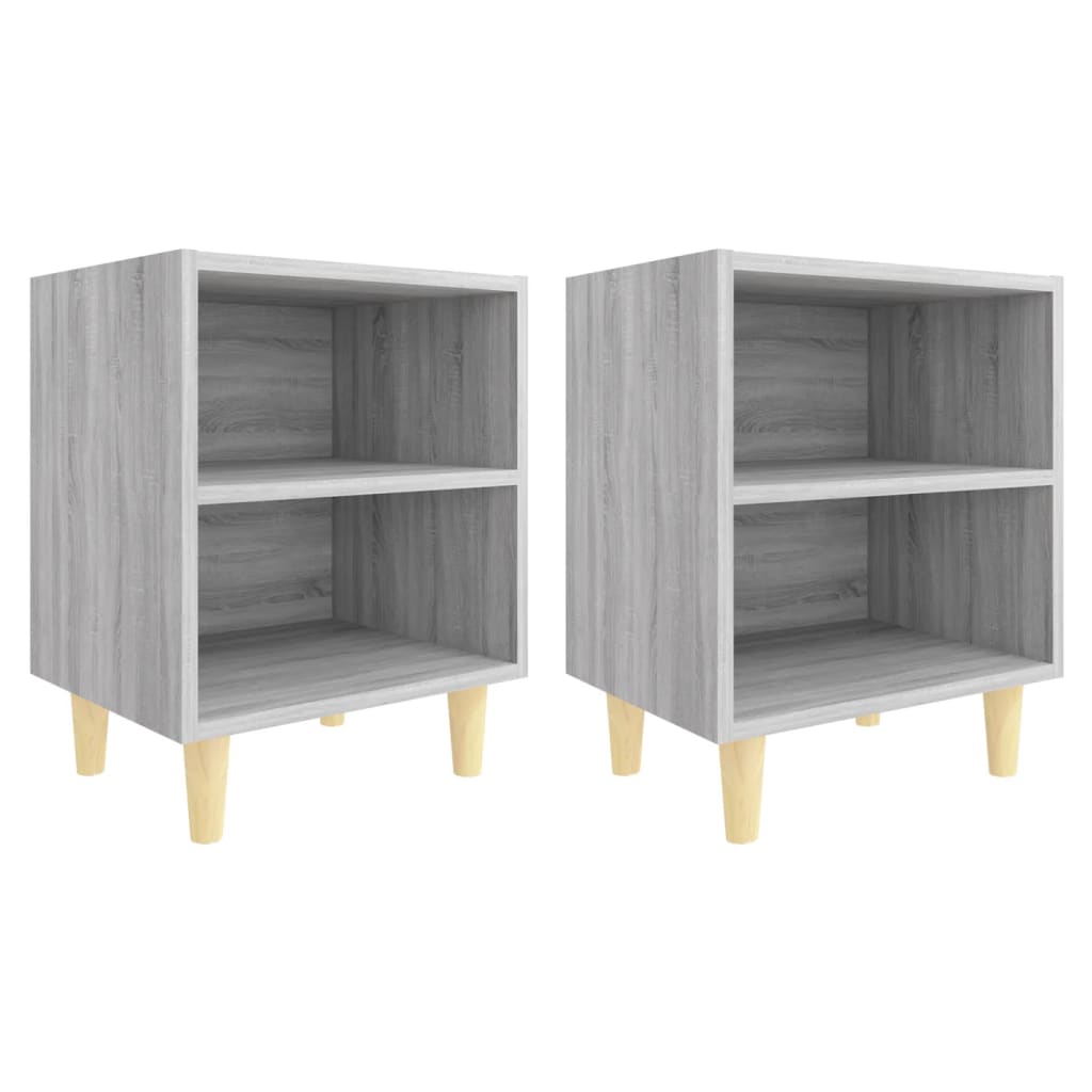 Nachtkastjes Met Houten Poten 40X30X50 Cm 2 Grijs sonoma
