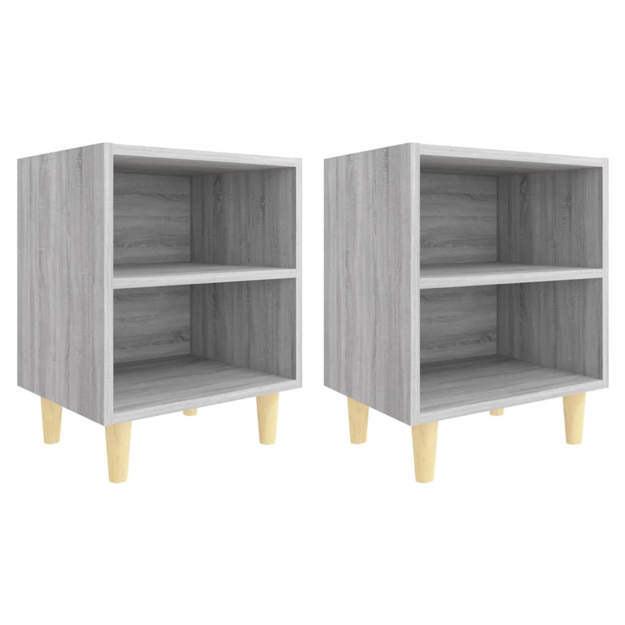 Nachtkastjes Met Houten Poten 40X30X50 Cm 2 Grijs sonoma