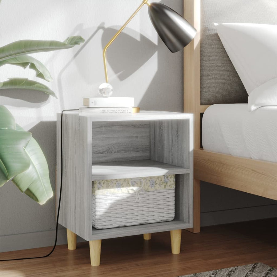 Nachtkastjes Met Houten Poten 40X30X50 Cm 2 Grijs sonoma