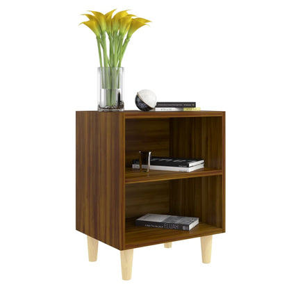 Nachtkastje met houten poten 40x30x50 cm bruin eikenkleur