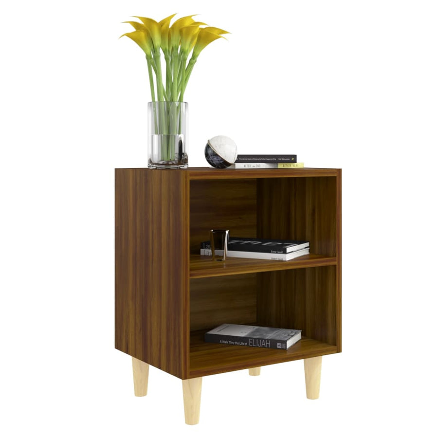 Nachtkastje met houten poten 40x30x50 cm bruin eikenkleur