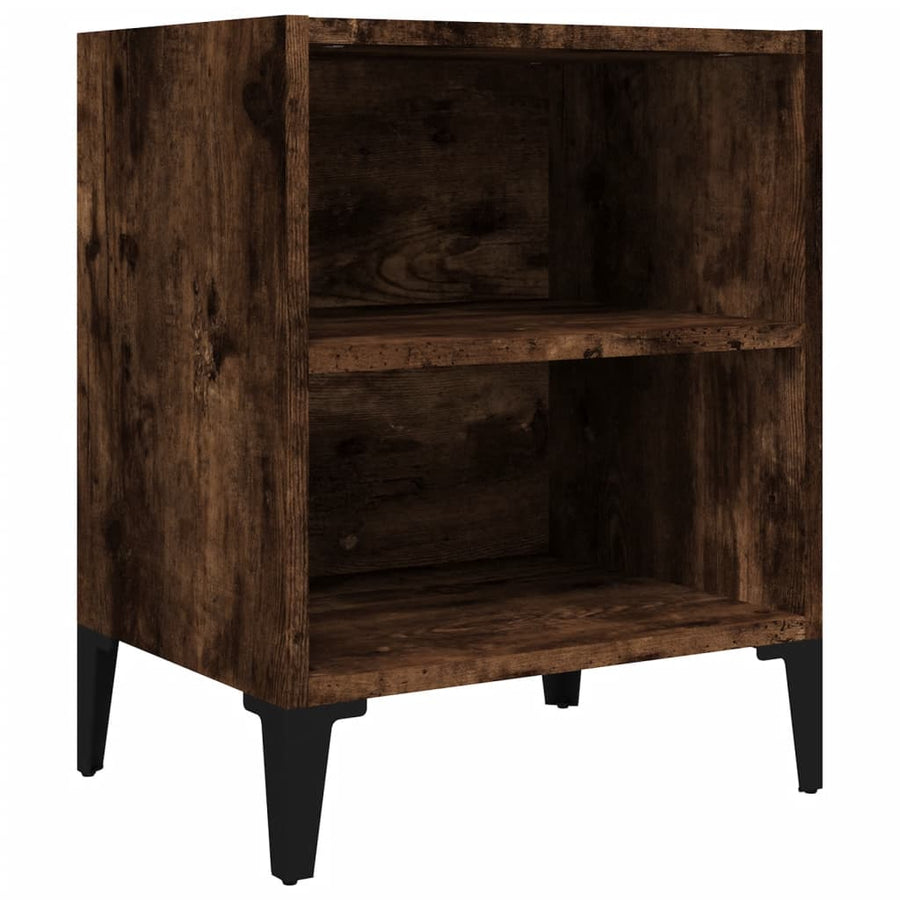 Nachtkastje Met Metalen Poten 40X30X50 Cm Kleurig 1 Gerookt eiken