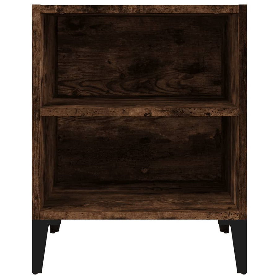 Nachtkastje Met Metalen Poten 40X30X50 Cm Kleurig 1 Gerookt eiken