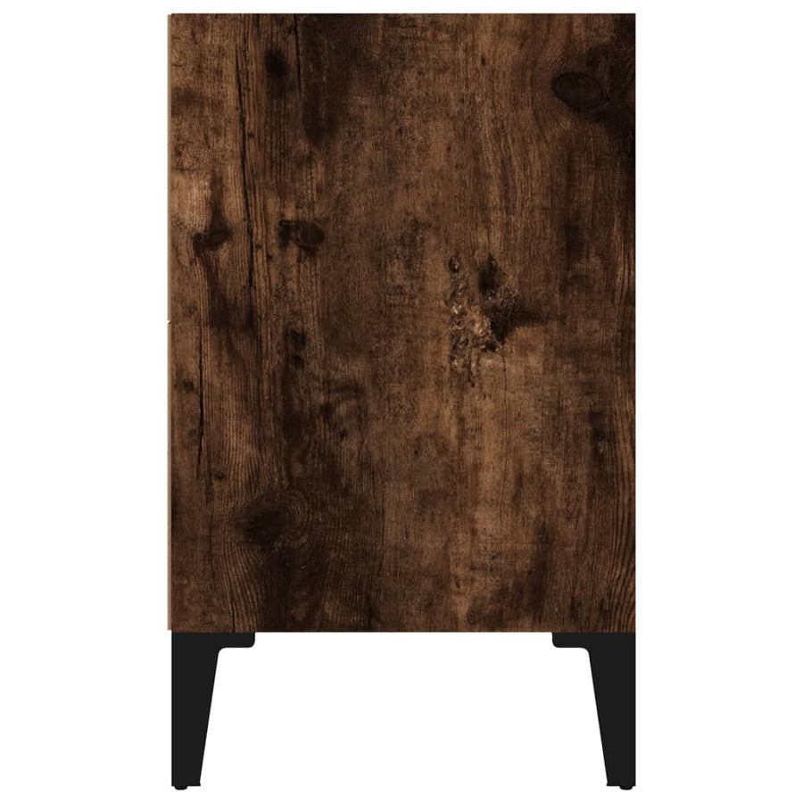 Nachtkastje Met Metalen Poten 40X30X50 Cm Kleurig 1 Gerookt eiken