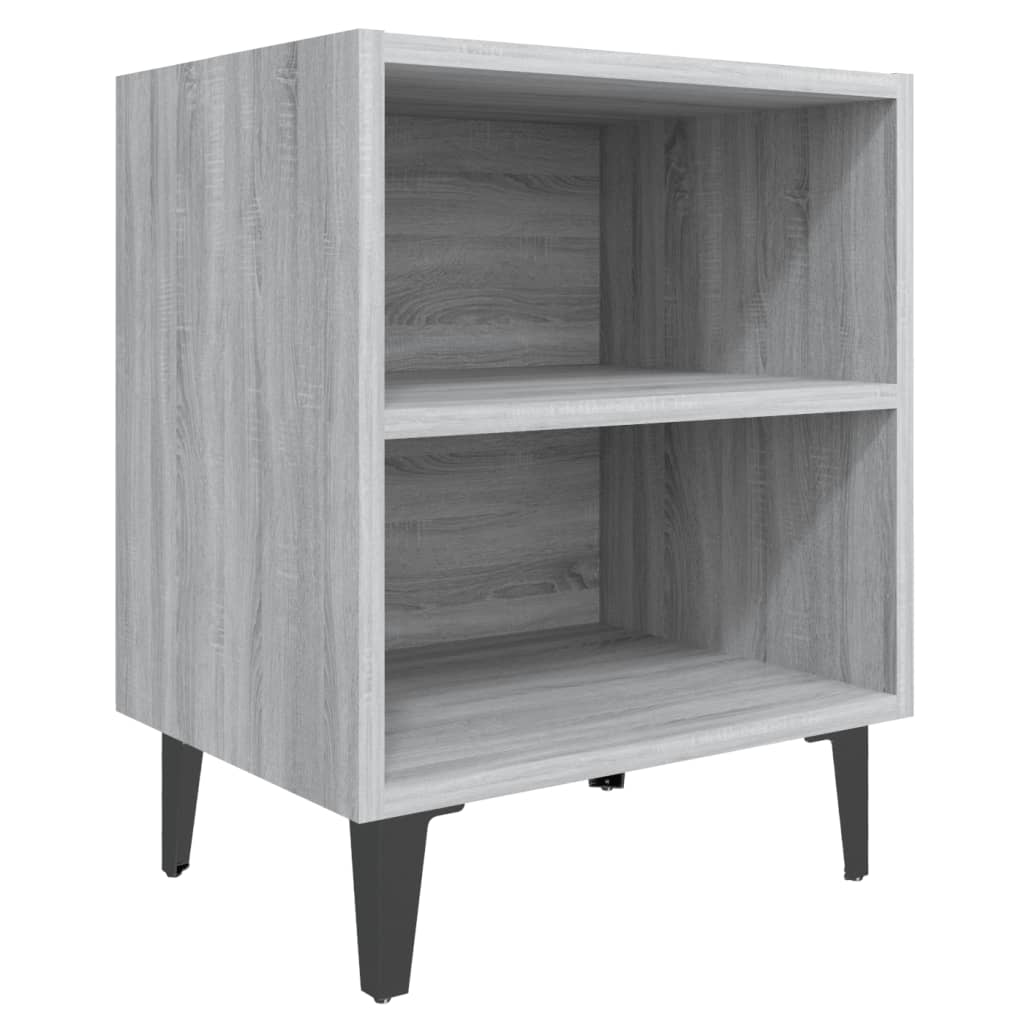 Nachtkastje Met Metalen Poten 40X30X50 Cm Eiken 1 Grijs sonoma