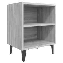Nachtkastje Met Metalen Poten 40X30X50 Cm Eiken 1 Grijs sonoma