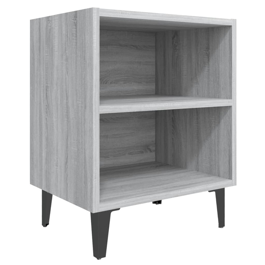Nachtkastje Met Metalen Poten 40X30X50 Cm Eiken 1 Grijs sonoma