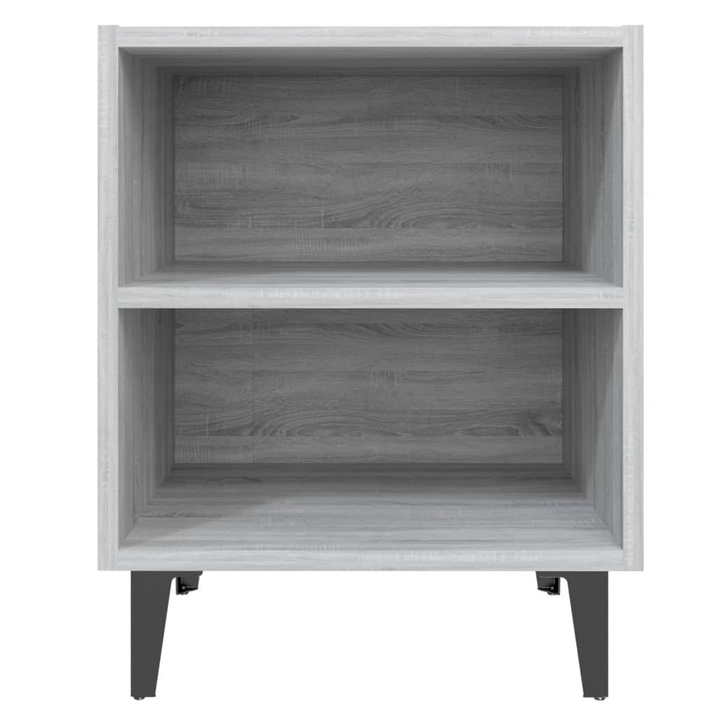 Nachtkastje Met Metalen Poten 40X30X50 Cm Eiken 1 Grijs sonoma