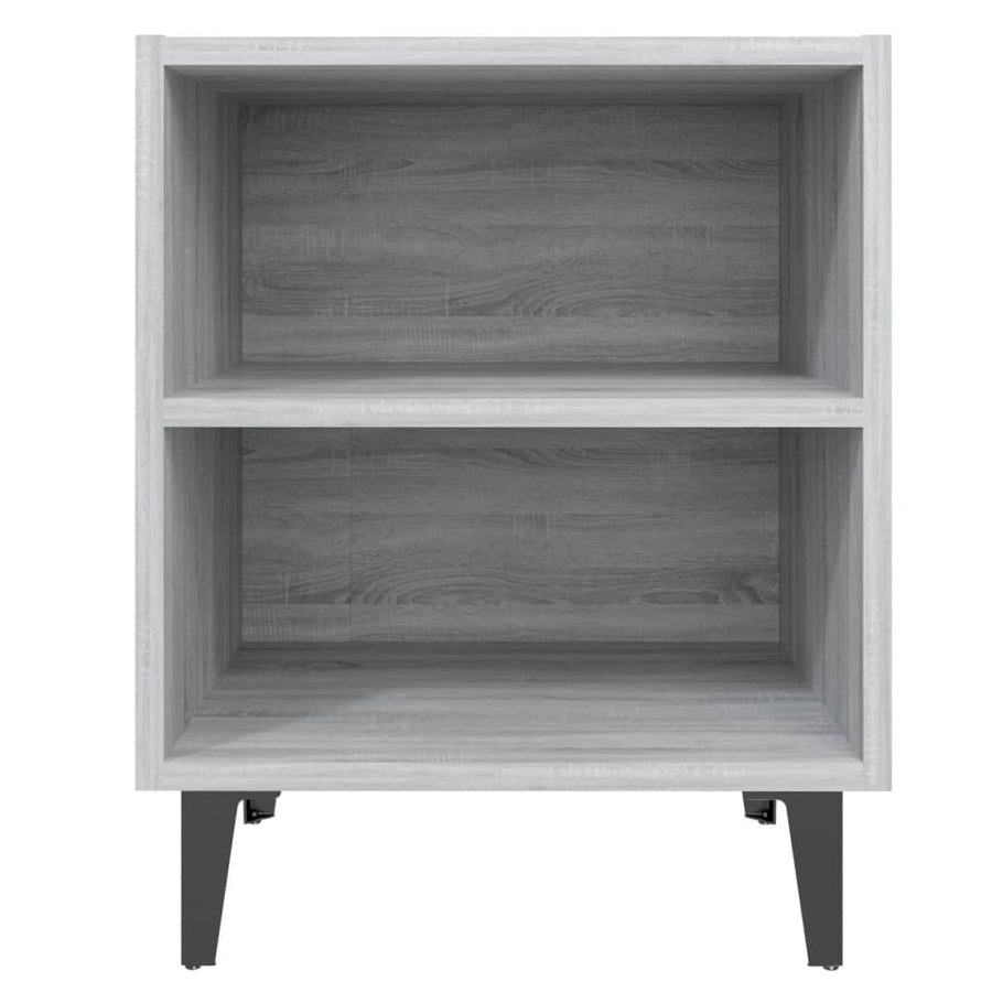 Nachtkastje Met Metalen Poten 40X30X50 Cm Eiken 1 Grijs sonoma