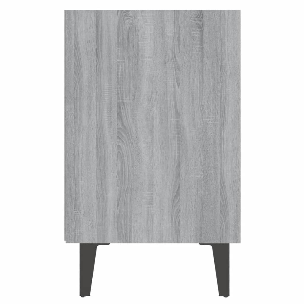 Nachtkastje Met Metalen Poten 40X30X50 Cm Eiken 1 Grijs sonoma