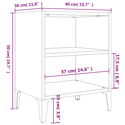 Nachtkastje Met Metalen Poten 40X30X50 Cm Eiken 1 Grijs sonoma