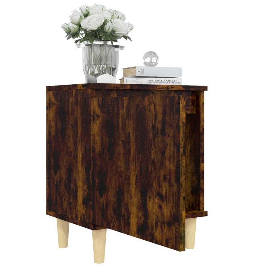 Nachtkastje Met Houten Poten 40X30X50 Cm Kleurig 1 Gerookt eiken