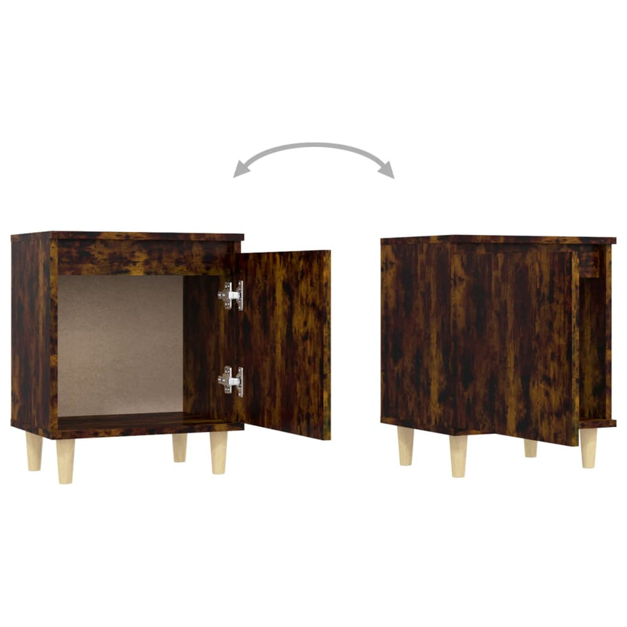 Nachtkastje Met Houten Poten 40X30X50 Cm Kleurig 1 Gerookt eiken