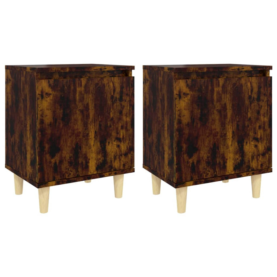 Nachtkastjes Met Houten Poten 40X30X50 Cm 2 Gerookt eiken
