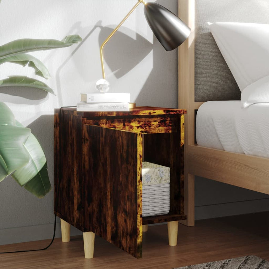 Nachtkastjes Met Houten Poten 40X30X50 Cm 2 Gerookt eiken