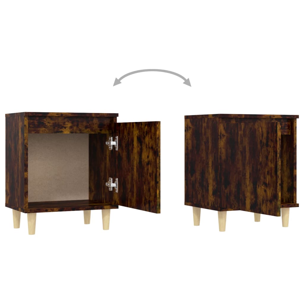 Nachtkastjes Met Houten Poten 40X30X50 Cm 2 Gerookt eiken