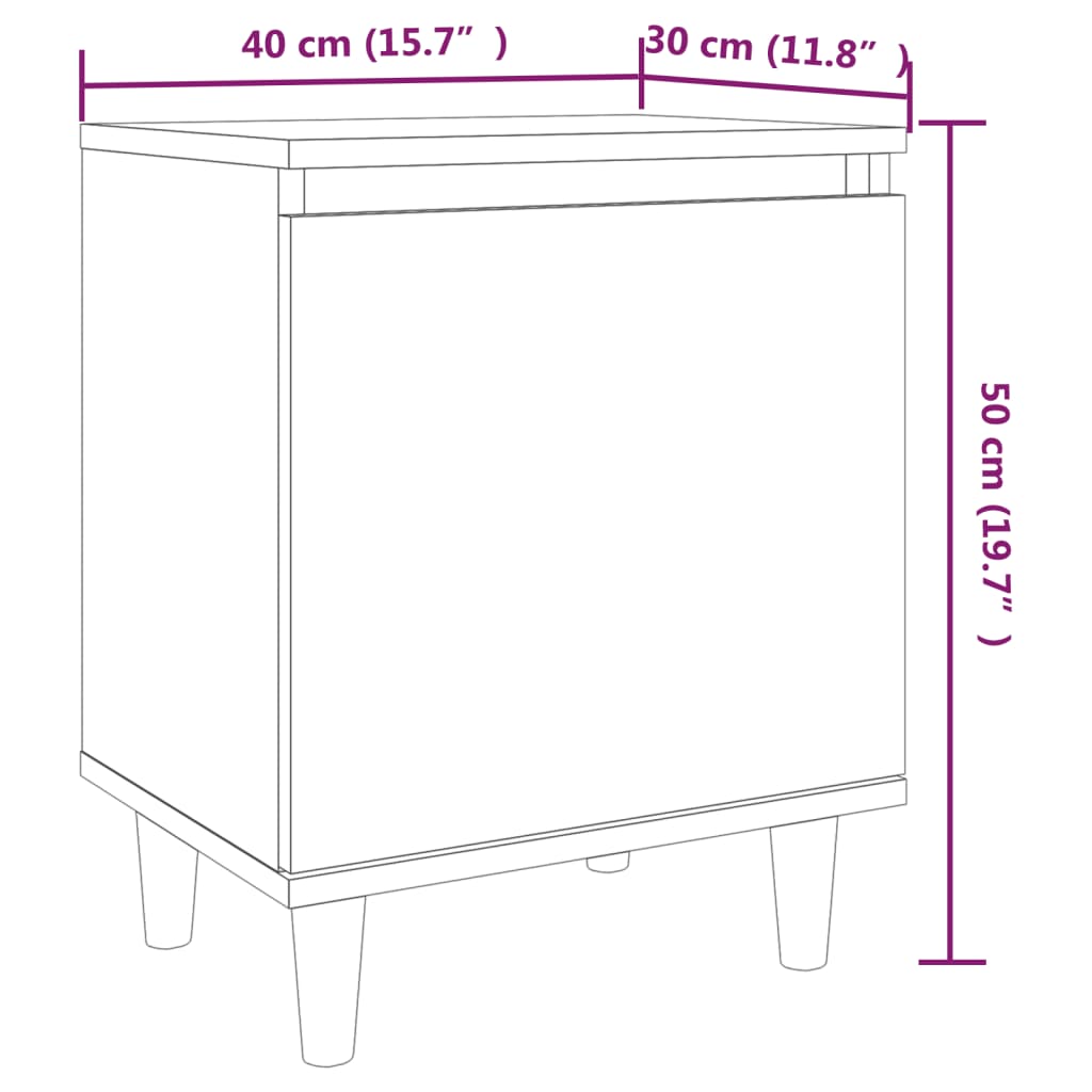 Nachtkastjes Met Houten Poten 40X30X50 Cm 2 Gerookt eiken