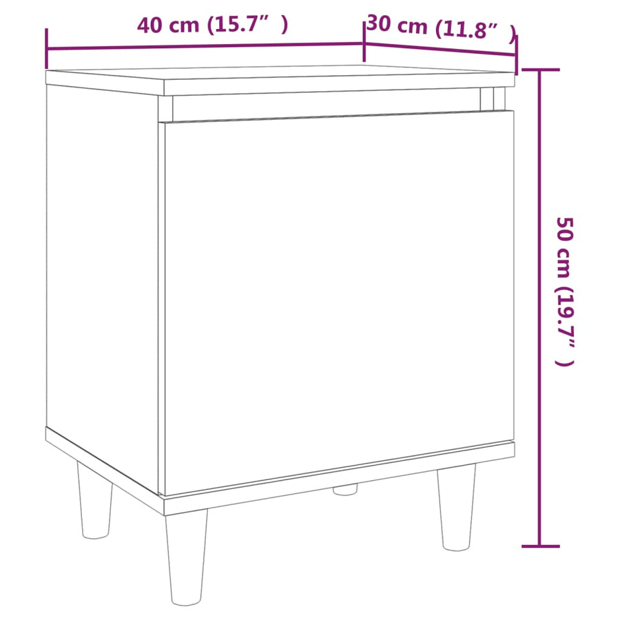 Nachtkastjes Met Houten Poten 40X30X50 Cm 2 Gerookt eiken
