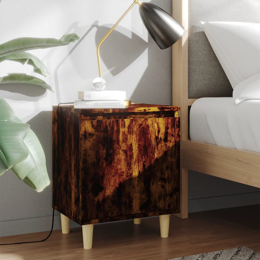 Nachtkastjes Met Houten Poten 40X30X50 Cm 2 Gerookt eiken